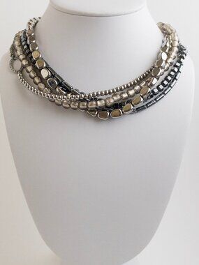 Silpada Sterling Silver Hematite Foiled Glass Hailstone Necklace N1936 925